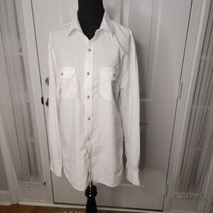 Women's Islander White Button Up Roll Up Long Sleeve Shirt  Size Medium‎